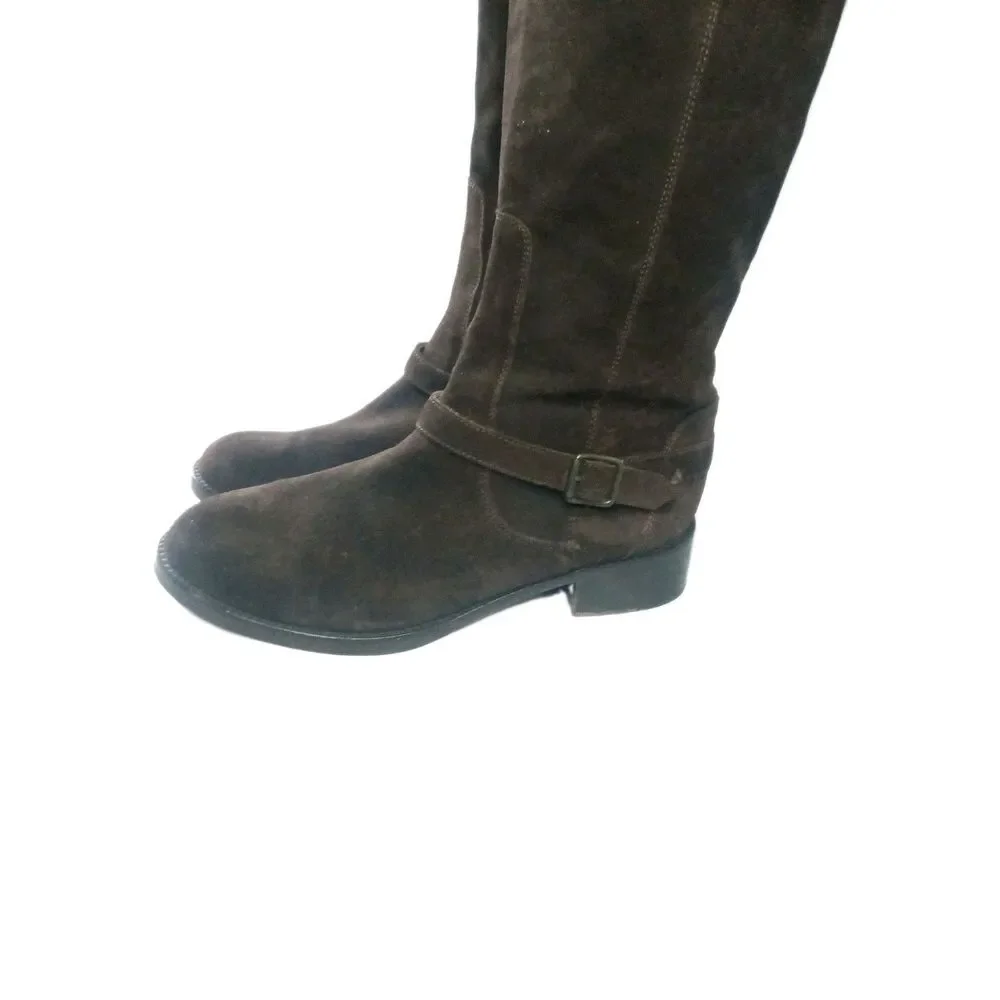 Saks fifth avenue Tall Suede Boots Womens Size 40.5 Brown Made in Italy
